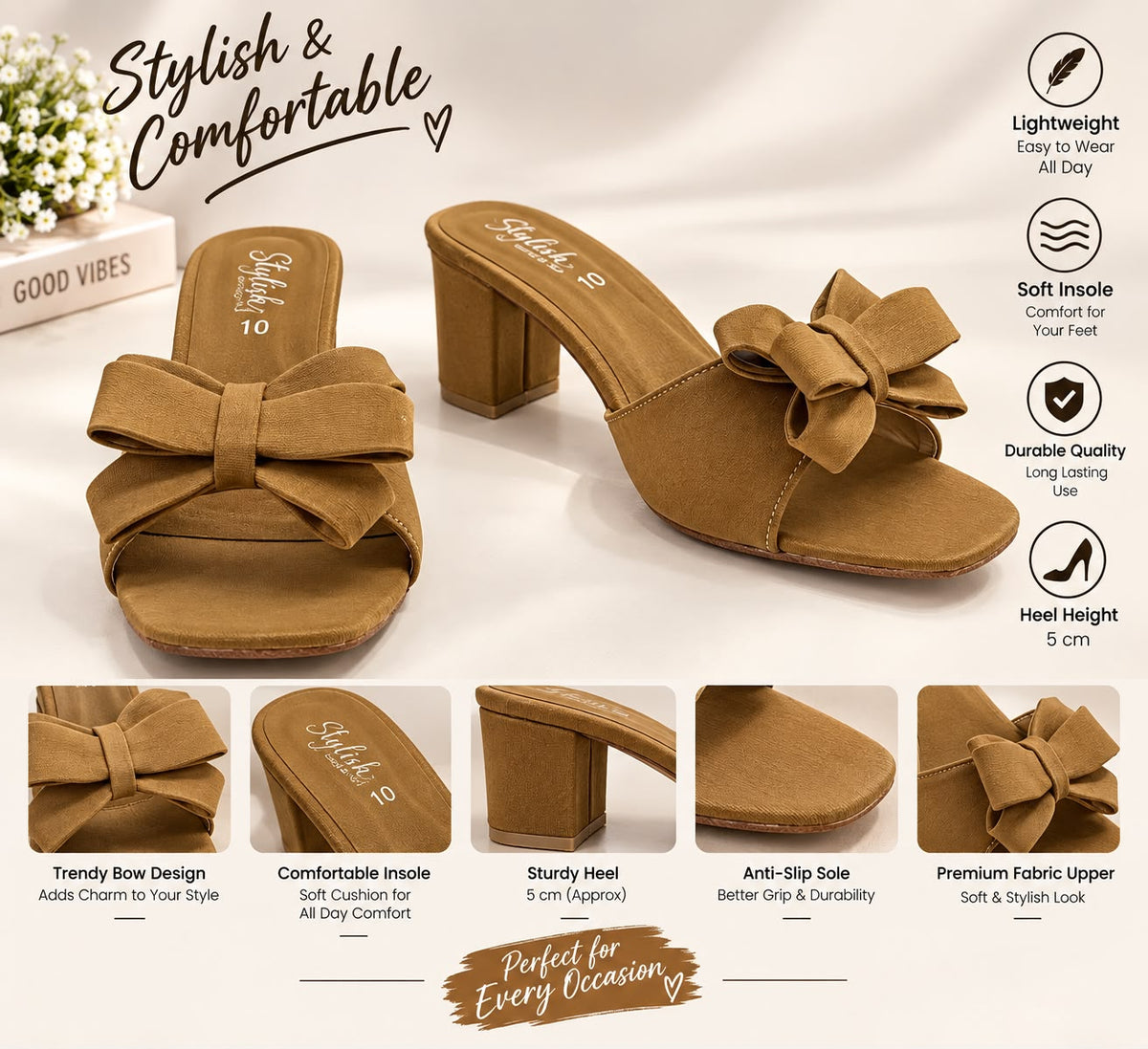 Ladies Stylish Block Heel Sandals